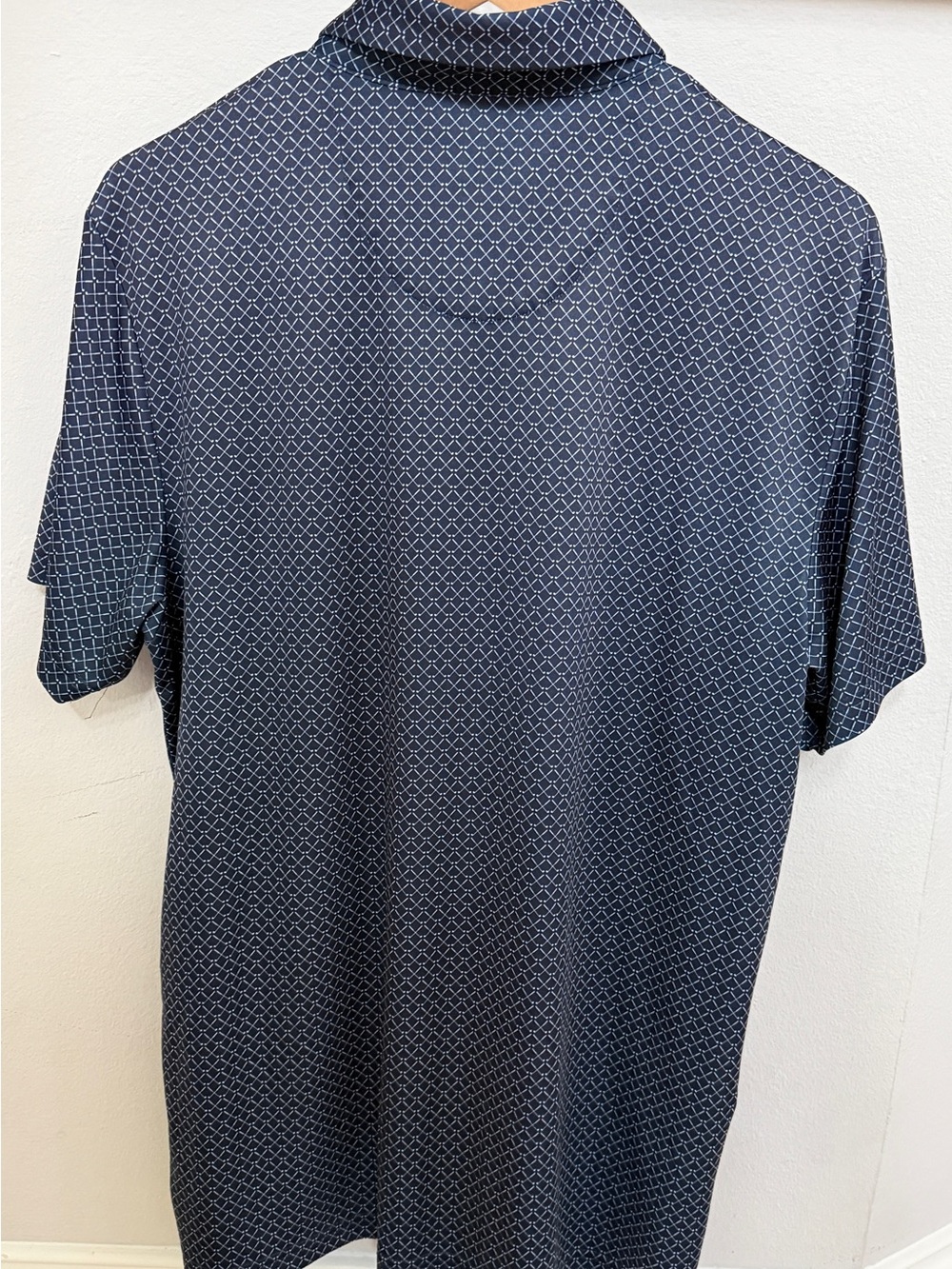 PGA Tour Men’s Short Sleeve Navy Polo with White Diamond Print - Picture 5 of 5